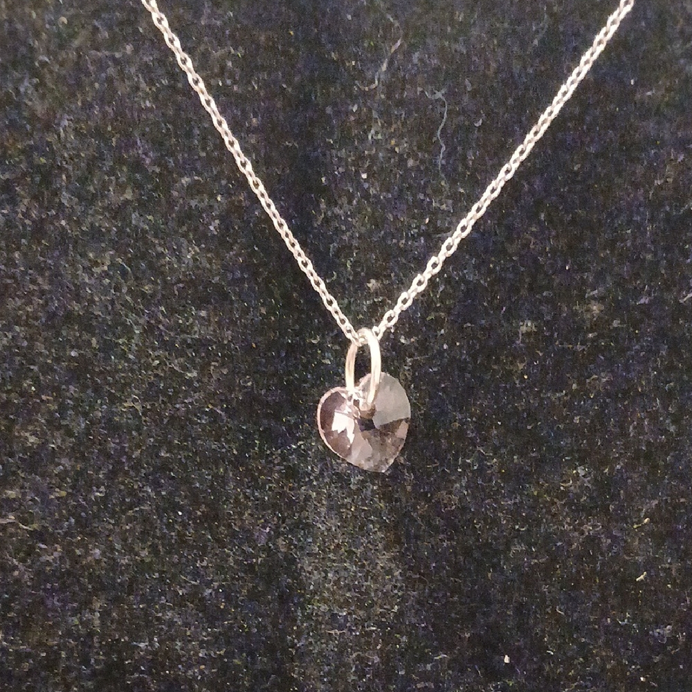 Streling Silver 925 Pink Heart Glass Pendant Necklace